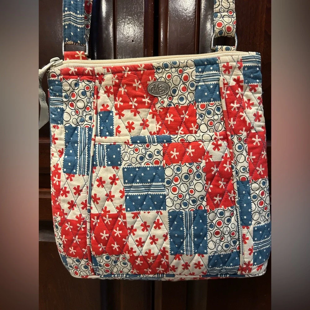 Quilted Patchwork‎ Crossbody Bag Red Blue Boho Cottagecore